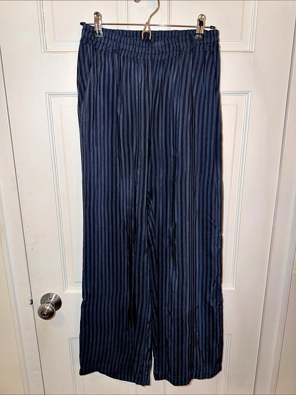 Satin Pinstripe Wide Leg Trousers NWT